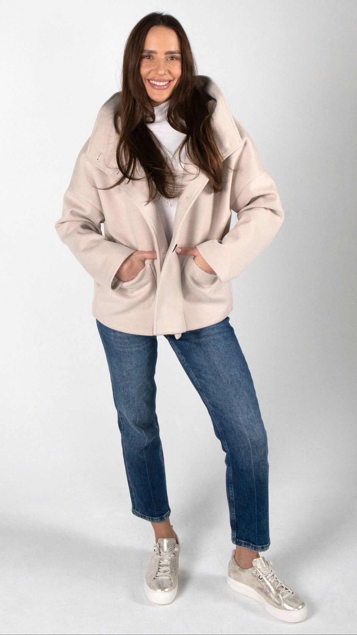 CASHMERE TOUCH KURZMANTEL MIT STEHKRAGEN