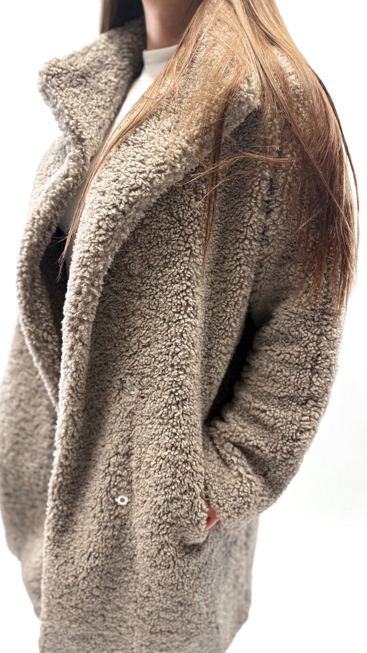 FAKE FUR TEDDY STEHKRAGEN MANTEL