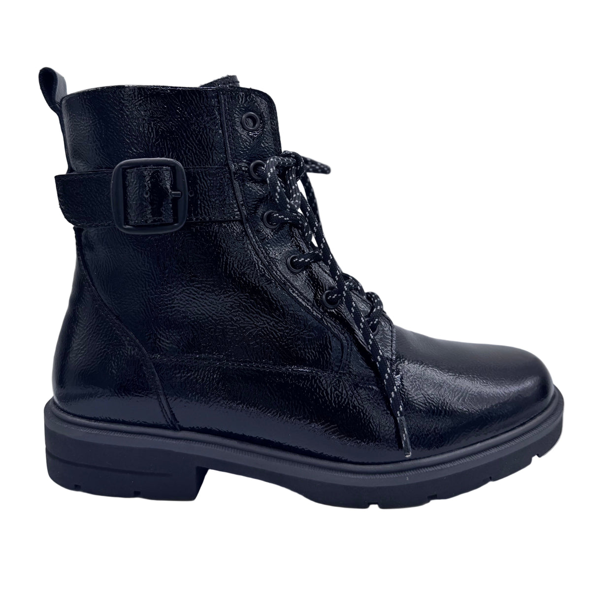 GLÄNZENDE LACK SCHNÜRSTIEFELETTE